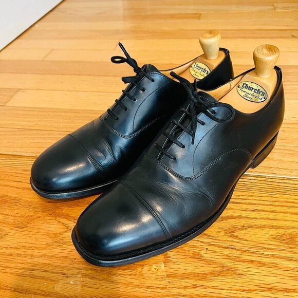 Church\'s Men\'s Black Leather Cap Toe Oxford Shoes US 8.5 Made in England main image 10